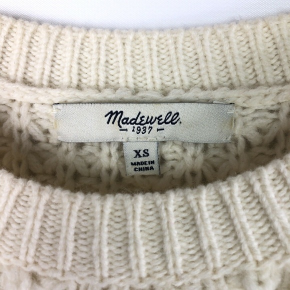Madewell Ivory Cable Knit Buffalo Wool Sweater - Picture 3 of 5
